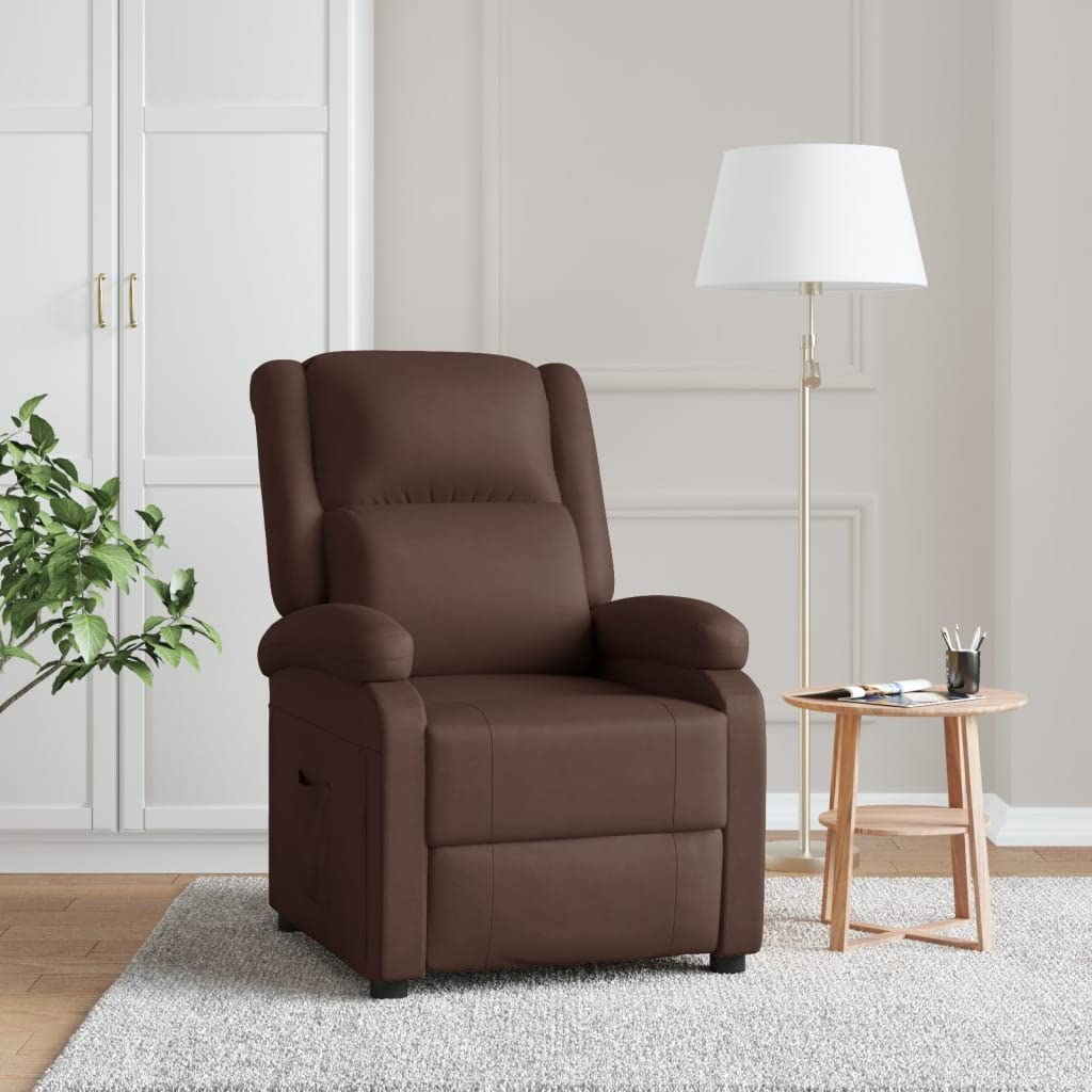 vidaXL Modern Faux Leather Recliner (Brown) - Foam-Filling, Adjustable, Metal Frame, Spacious Seating Space