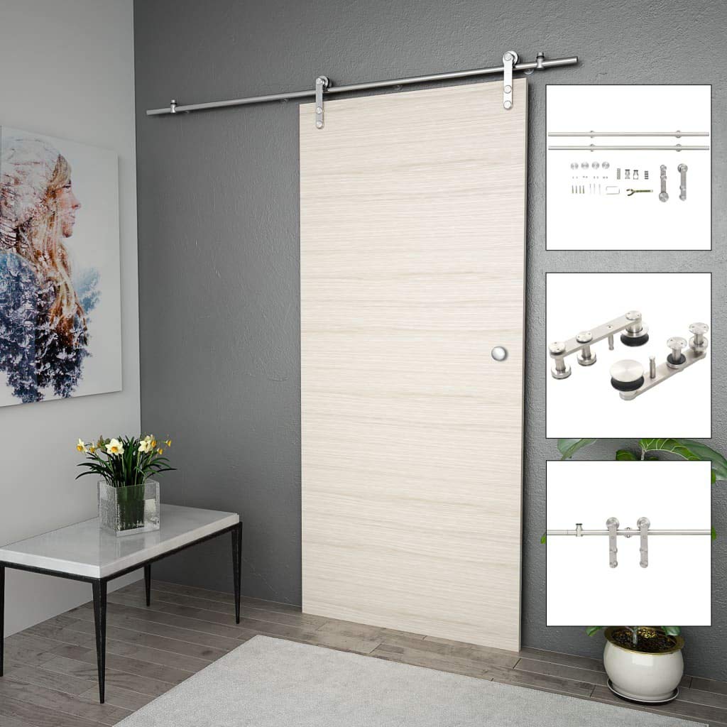 vidaXL 142826 Sliding Door System Sliding Door Fitting Sliding Door Silver