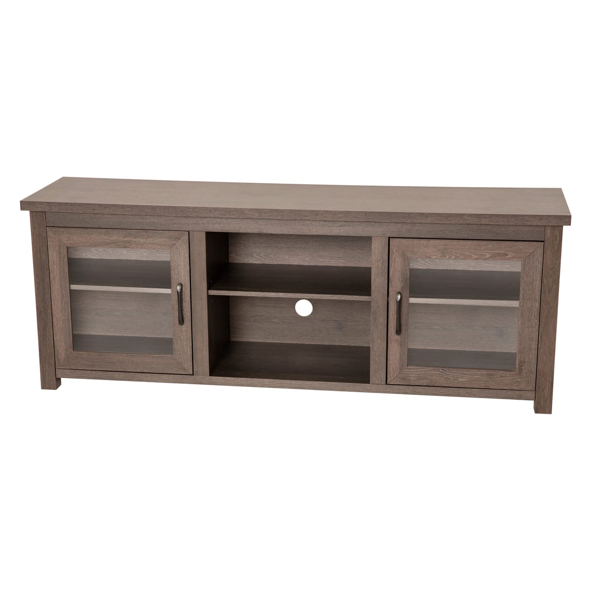 Flash Furniture Sheffield TV Stand up to 80" TVs - Modern Black Wash Finish & Full Glass Doors - 65" Engineered Wood Frame - 3 Height Adjustable Shelves