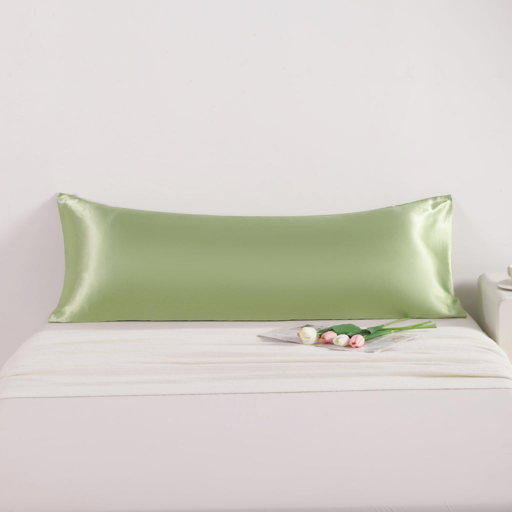 NTBAY Satin Body Pillowcase 20x54 Inches, Sage Green, Luxurious Silky Fabric, Envelope Closure for Hair and Skin Care