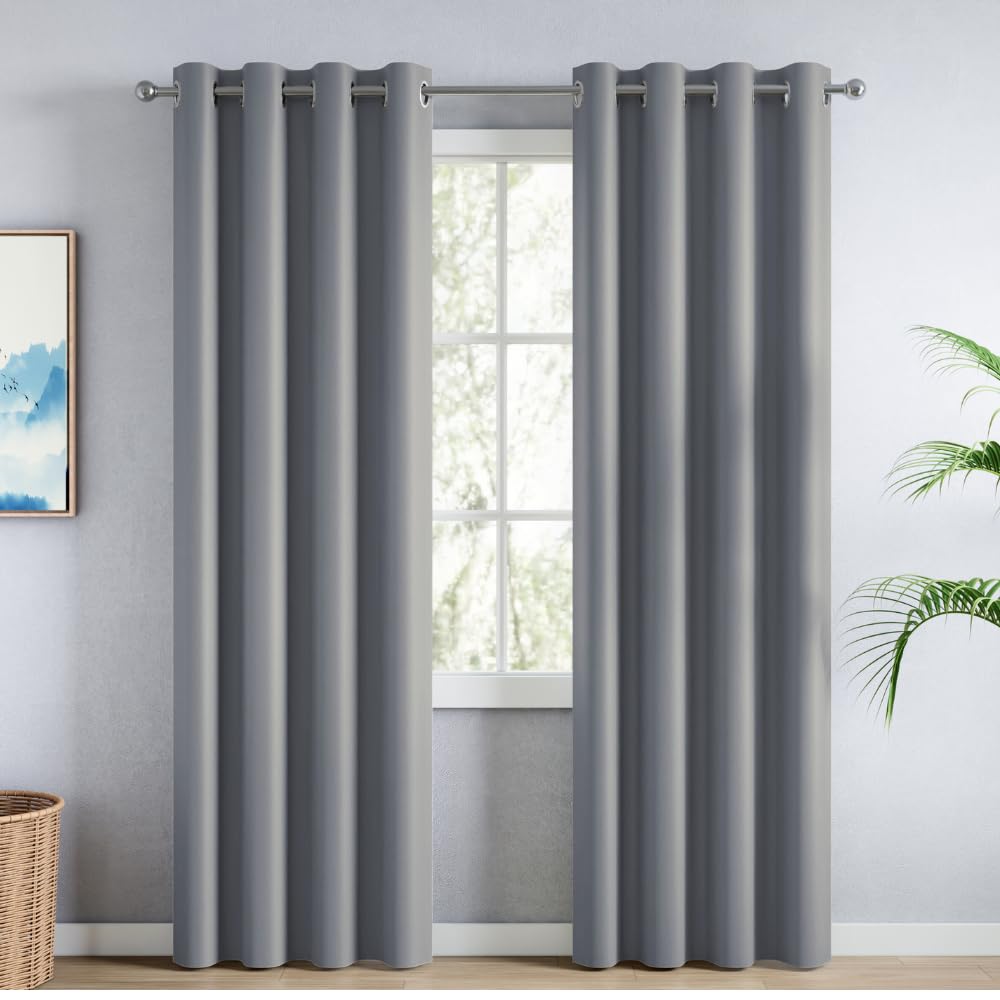 haus & kinder Blackout Curtains 7 feet Long, Door Curtains 7 Feet Set of 2, Blackout Curtain,100% Room Darkening Door Curtain (C