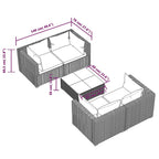 vidaXL 5 Piece Patio Lounge Set - Modular Design, Water-Resistant PE Rattan, Durable Powder-Coated Steel Frame, Comfortable Polyester Cushions, Includes Aqua Cushions and Black Glass Coffee Table