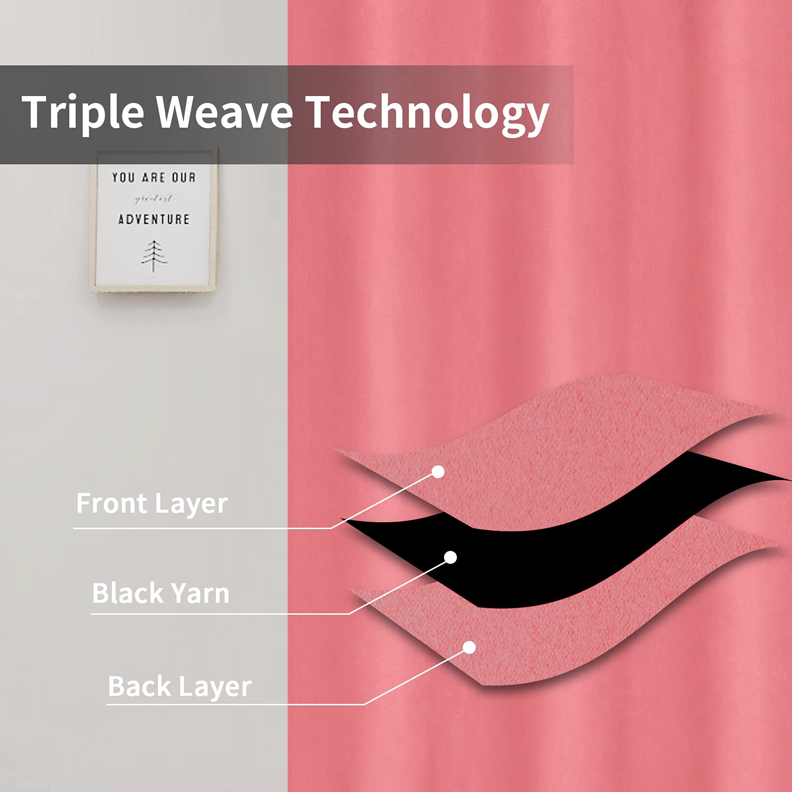 Easy-Going Blackout Curtains For Bedroom, Solid Thermal Insulated Grommet And Noise Reduction Window Drapes, Room Darkening Curtains For Living Room, 2 Panels(42X84 In, Pink)