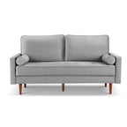 American Furniture Classics Grey 69 Inch Wide Upholstered Two Cushion Sofa with Bolster Pillows Velvet, 68" x 32" x 37"
