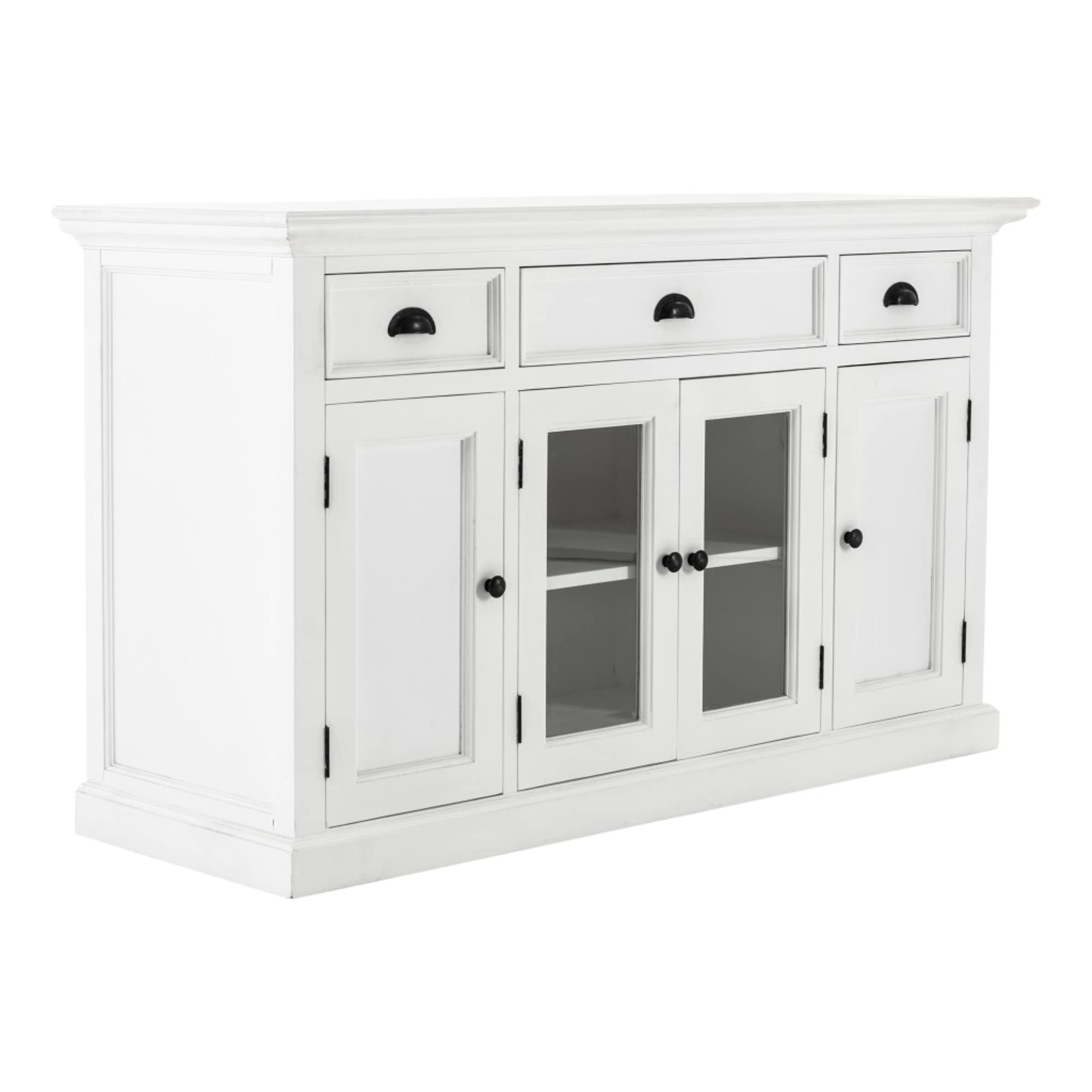 Homeroots Kitchen & Dining White Accent Cabinet with Glass Doors