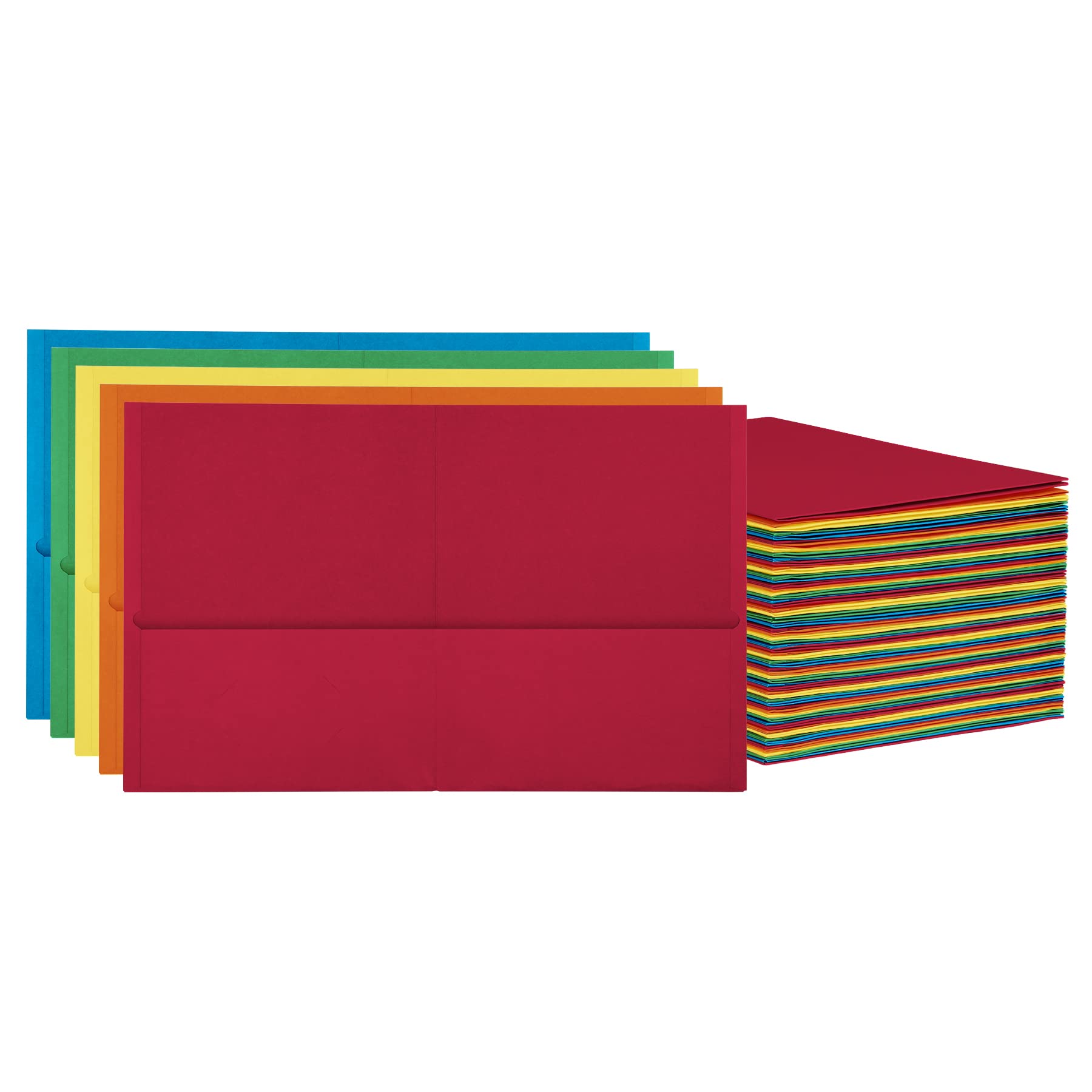 Oxford 2 Pocket Folders, Mega Box Of 125, Textured Paper Folders, Assorted Colors (Light Blue, Green, Yellow, Orange, And Red),