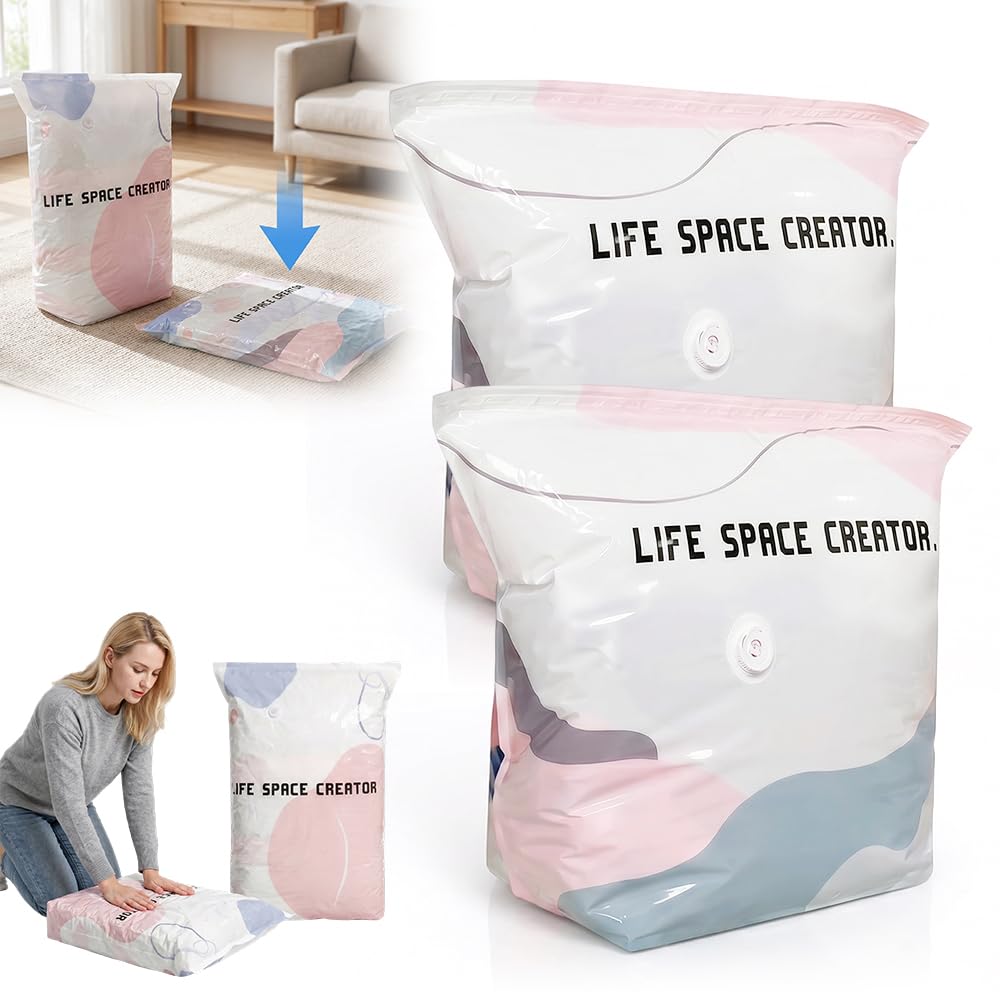 2026 New NoPump Vacuum Storage Bags, 3D Vacuum Storage Bags, Portable Large Clothes Compression Bags for Household Use, Conveni