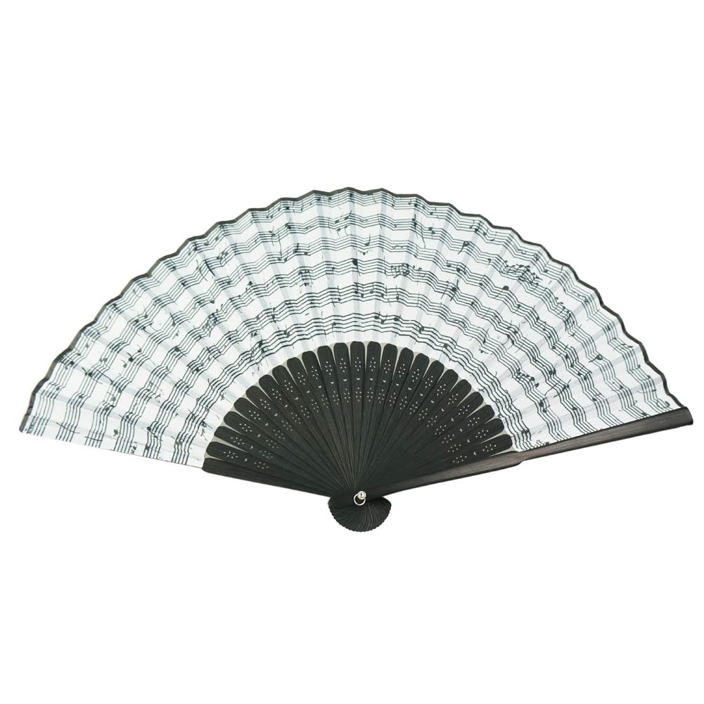 Salutto Hand Fan with Beautiful Fabric Printed Music Score