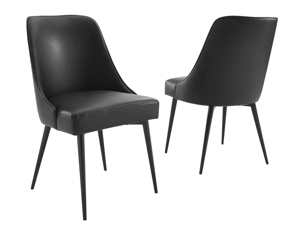 Steve Silver Colfax, Mid-Century Modern Design, Tapered Black Metal Legs, Durable Faux Leather, Set of 2 Side Chair, 20 x 22 x 35