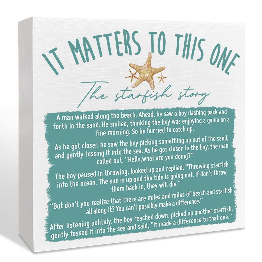 Farmhouse Beach Wooden Box Sign, The Starfish Story, Summer Beach Decor for Home Bedroom Bathroom, Inspirational Beach House Oce
