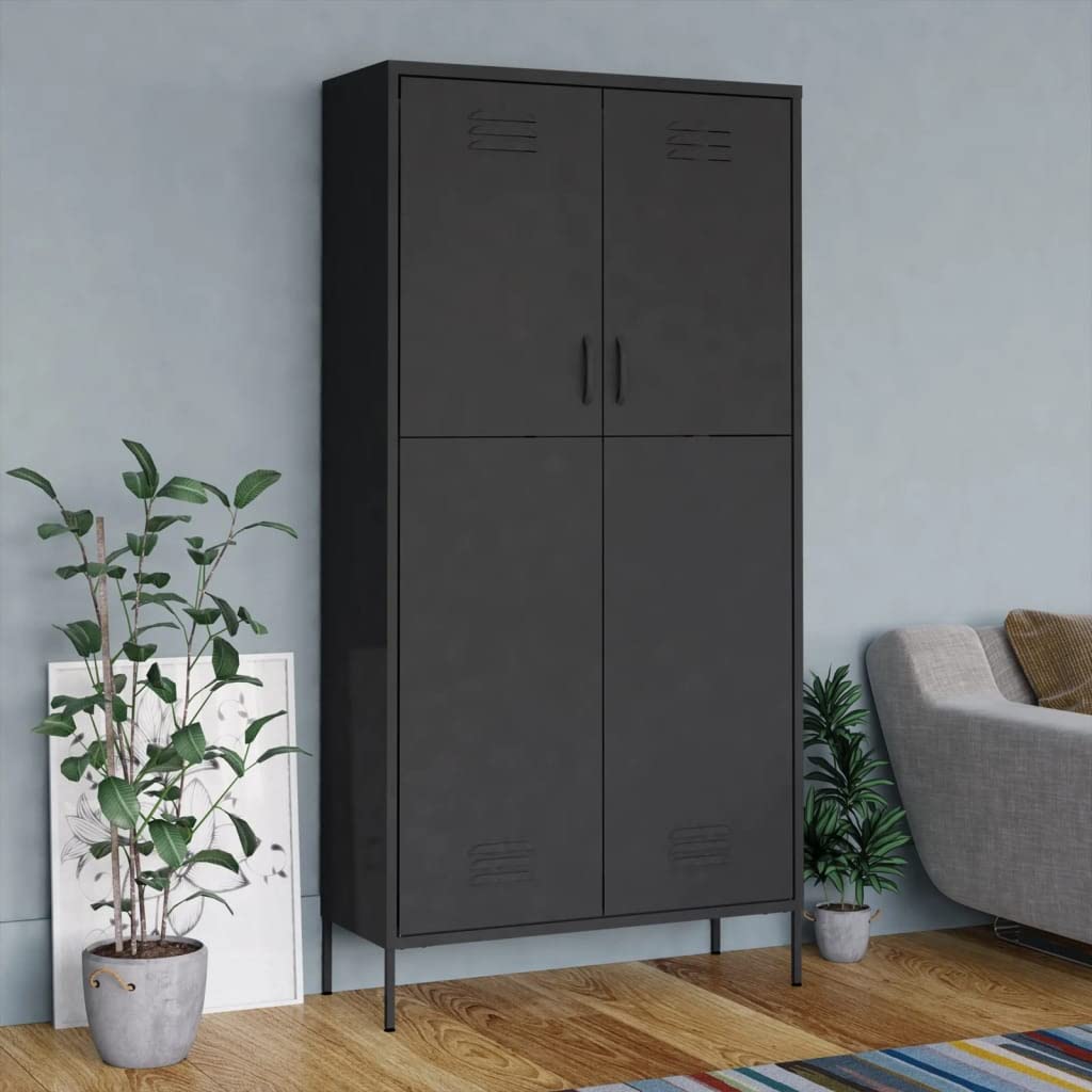 vidaXL Wardrobe Anthracite 35.4&quot;x19.7&quot;x70.9&quot; Steel