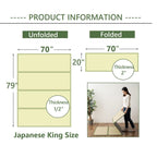 Emoor Japanese Tatami Mat King Natural Rush Grass (Undyed), Foldable Igusa Mattress Floor Sleeping Japanese Futon Mattress Meditation Yoga Zen
