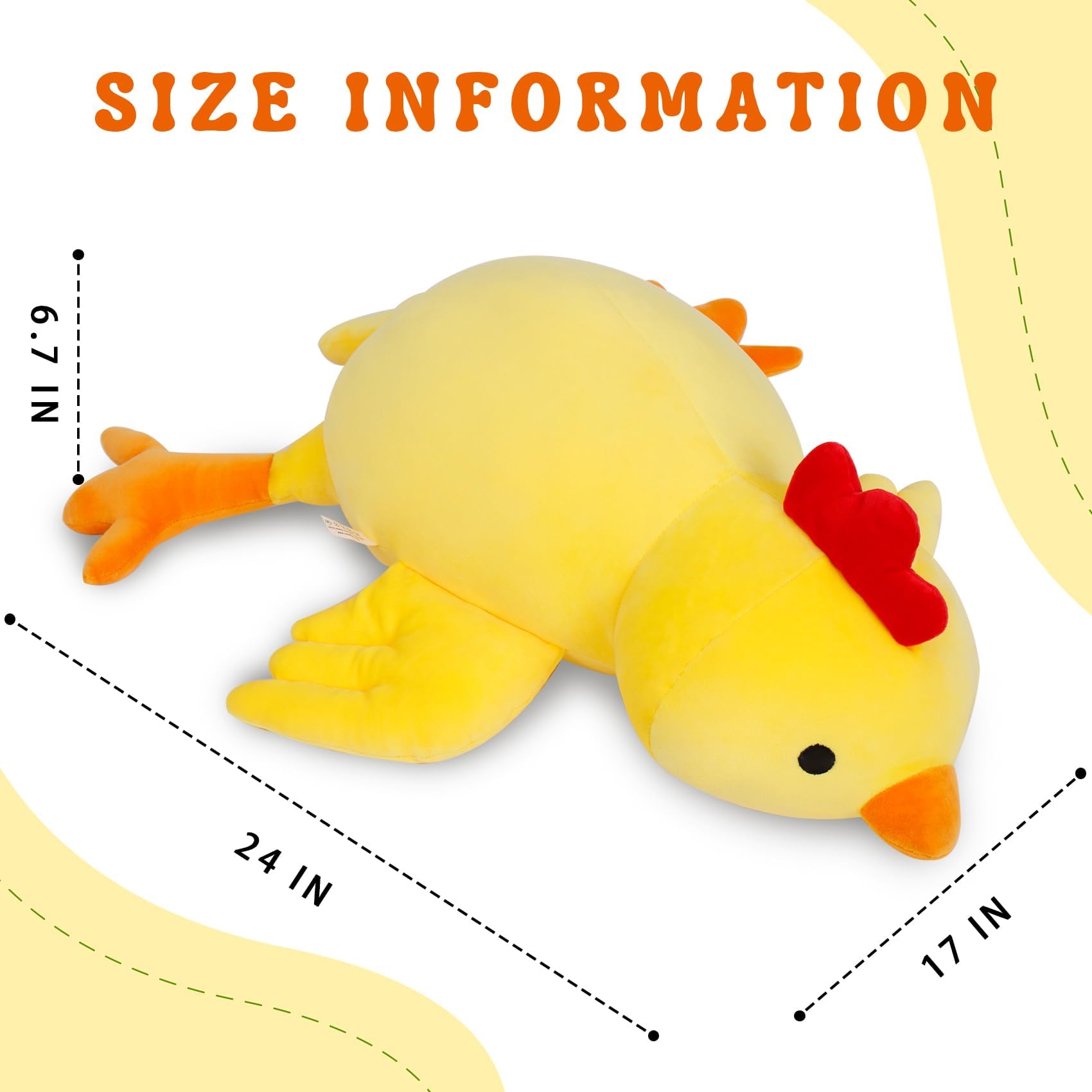 Ideameme Weighted Chick Plush, 24' 4.2 Lbs Weighted Stuffed Animals, Cute Plushie Dolls Throw Pillow Birthday For Children Kids