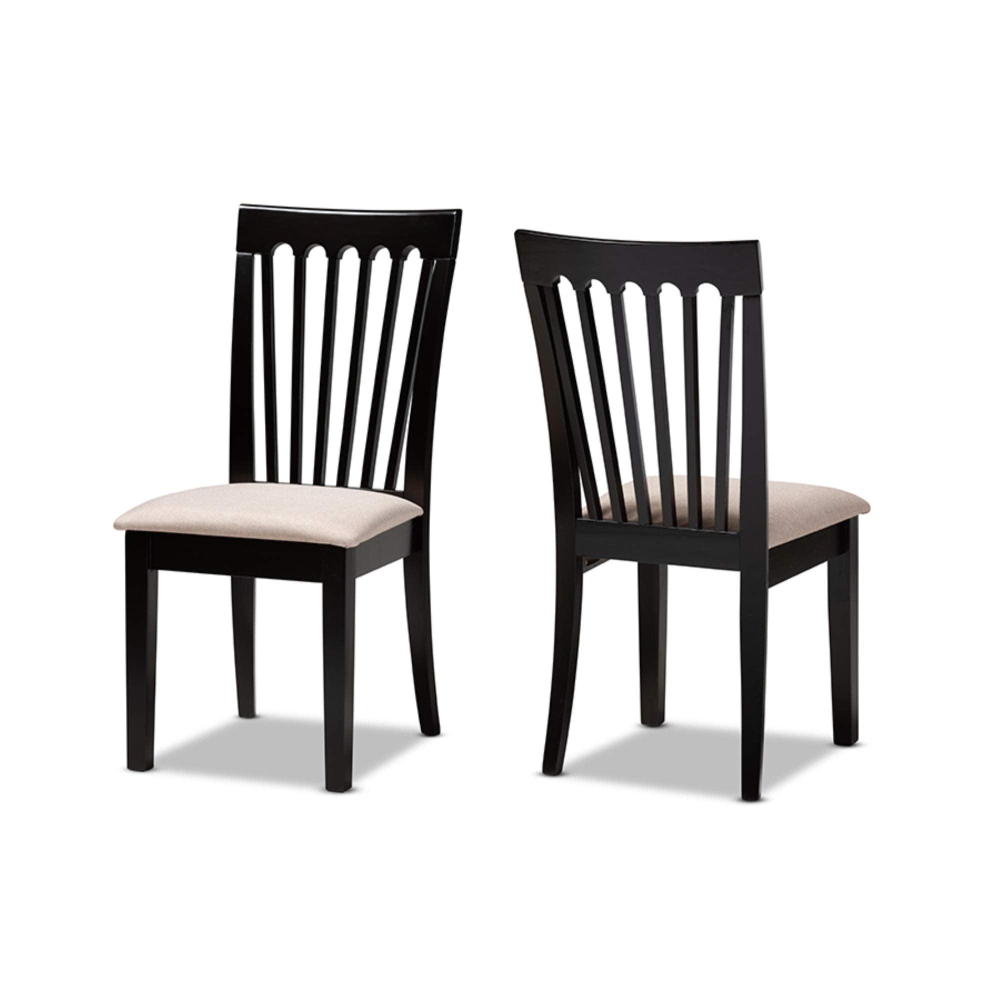 Baxton Studio Minette Modern and Contemporary Sand Fabric Upholstered Espresso Brown Finished 2-Piece Wood Dining Chair Set Set
