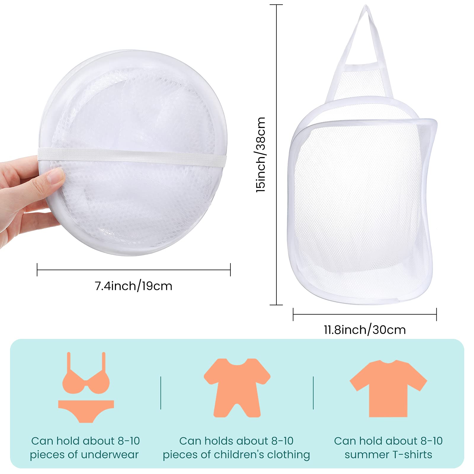 3 Pieces Hanging Laundry Hamper Laundry Bag To Hang Foldable Mesh Hamper Dirty Cloth Basket With Carry Handle Door Net Hampers F