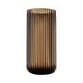 Dinyeo Large Cylinder Ribbed Brown Glass Flower Vase for Farmhouse Dining Table Centerpieces Decor