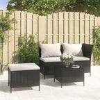 vidaXL Outdoor Patio Lounge Set, 3-Piece, Elegant Style, Ample Storage Space, with Cushions, Water-Resistant Bag, Comfortable Seating, Easy Assembly, Black Poly Rattan