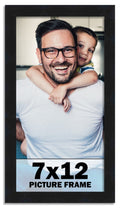 CountryArtHouse 7x12 Frame Black Solid Pine Wood Picture Frame Includes UV Acrylic Plexiglass, Acid Free Foam Backing Board and 