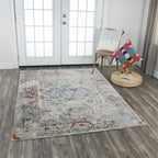 Rizzy Home Alora Decor Morocco 7'6" X 9'5" Broken Blue/Cream/Gold Power-Loomed Area Rug