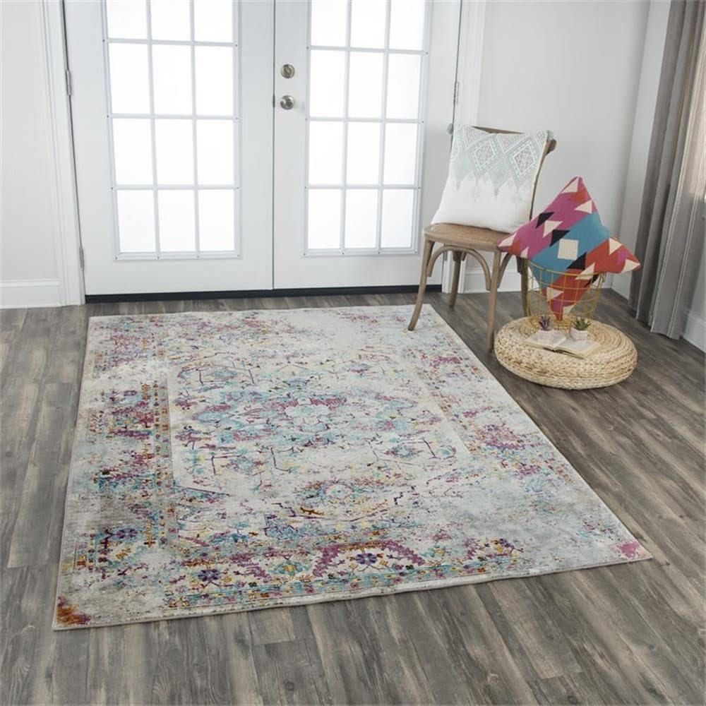 Rizzy Home Alora Decor Morocco 8'10"X11'10" Broken Blue/Cream/Gold Power-Loomed Area Rug