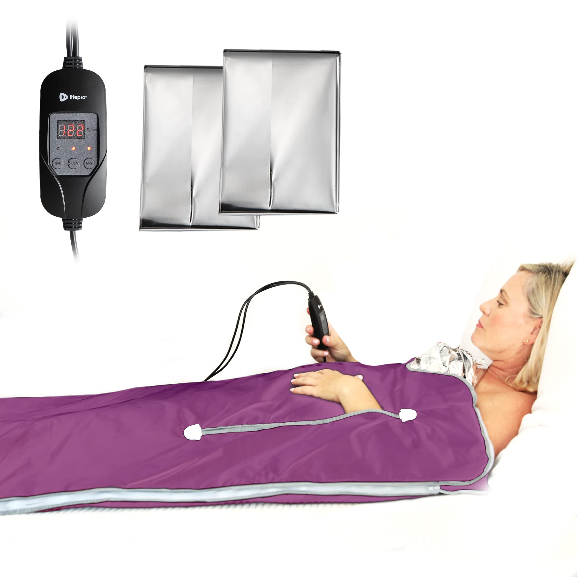 Lifepro Sauna Blanket For Detoxification - Portable Far Infrared Sauna For Home Detox Calm Your Body And Mind (Regular Purple)