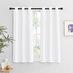 RYB HOME White Living Room Curtains 54 inch Length, Room Darkening Privcay Curtain Panels Small Window Treatment for Bedroom Clo
