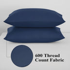 100% Egyptian Cotton Pillow Protectors Set Of 2, 600 Thread Count Standard Size Bed Pillow Cases With Zipper,Sateen Weave Coolin