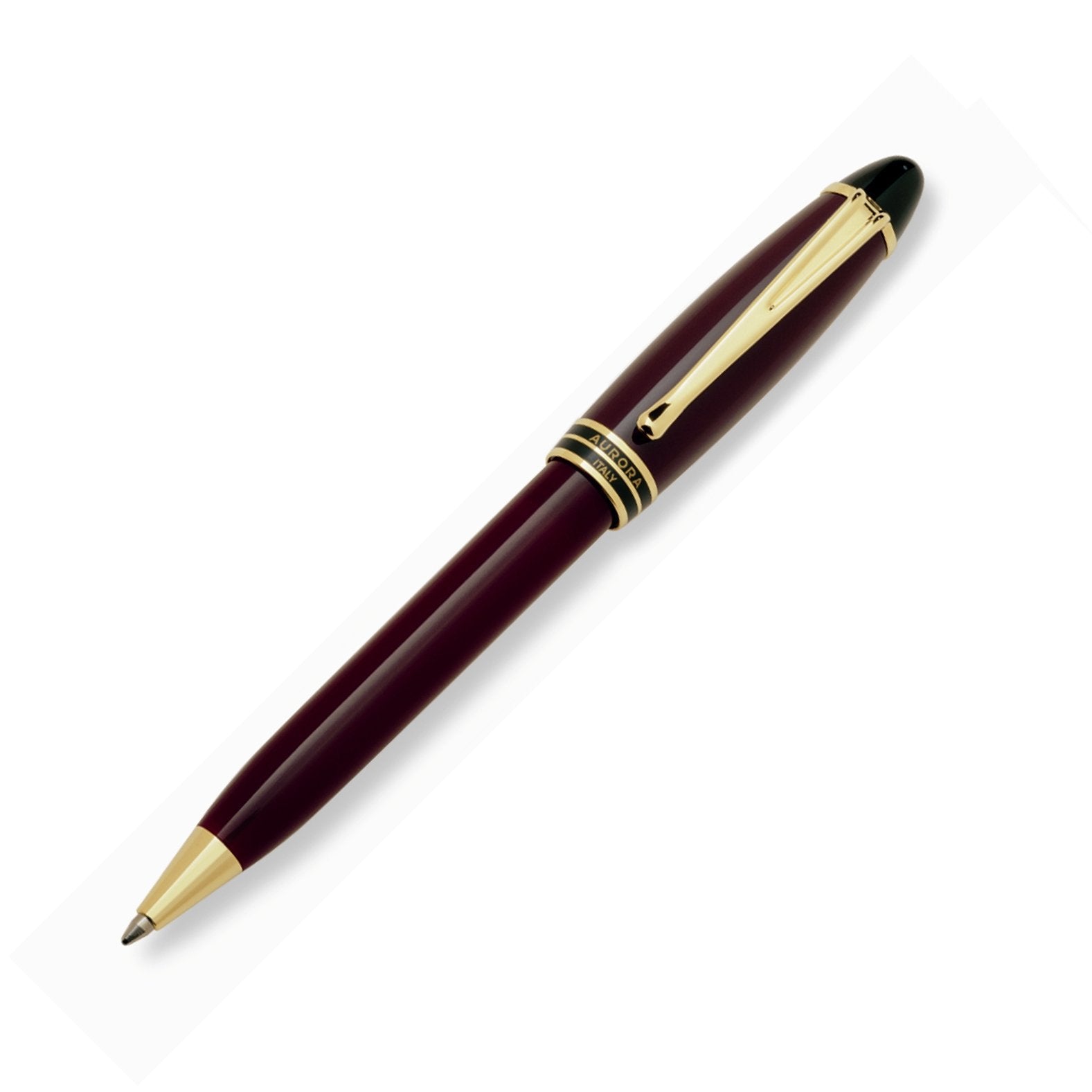 Aurora Bordeaux Resin Ballpoint Pen, Gold Plated Trims, Black Lacquer Ring (B31-Xp)