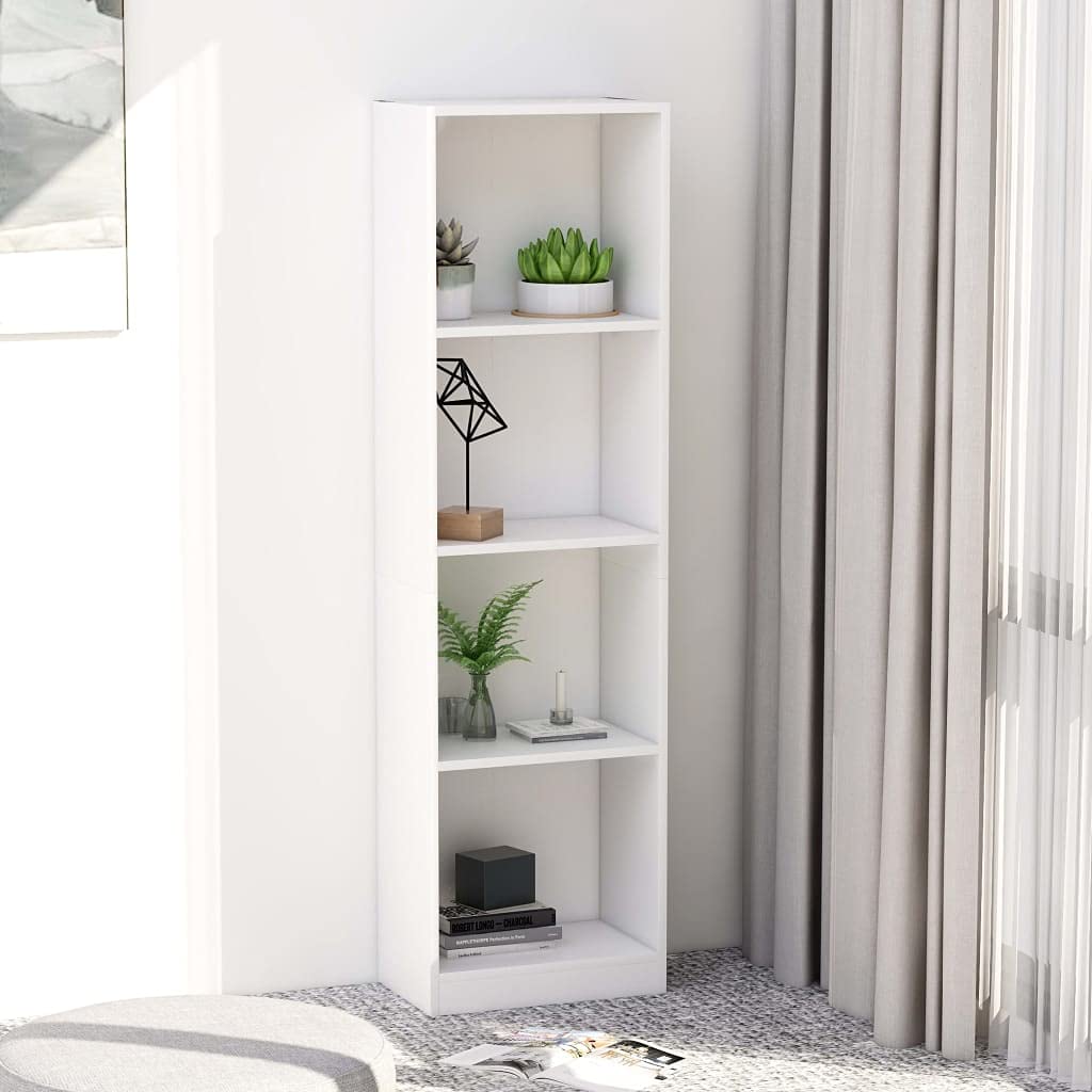 vidaXL 4-Tier Book Cabinet White 15.7&quot;x9.4&quot;x55.9&quot; Chipboard
