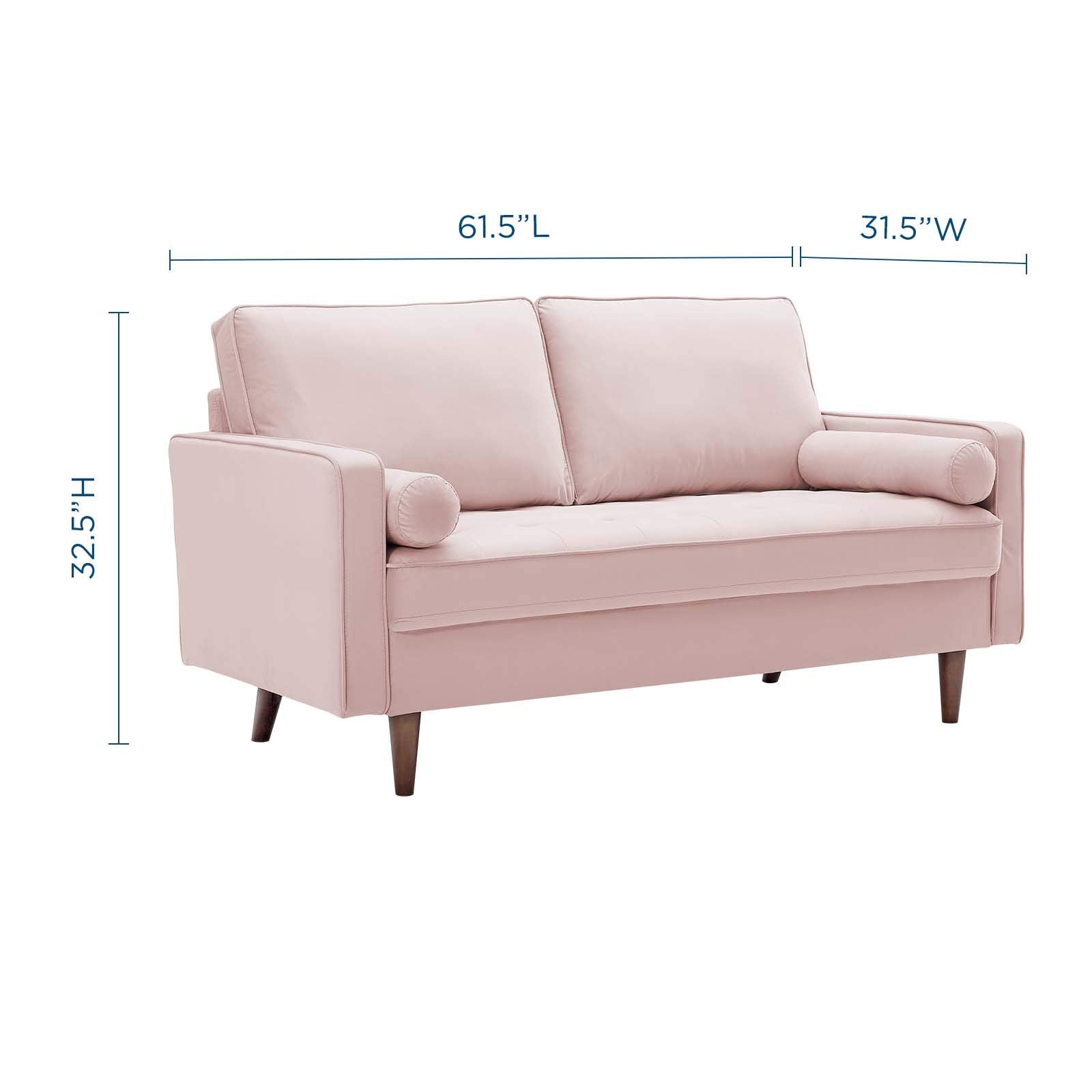 Modway Valour Performance Velvet Loveseat, Pink Valour Performance Velvet Loveseat