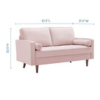 Modway Valour Performance Velvet Loveseat, Pink Valour Performance Velvet Loveseat