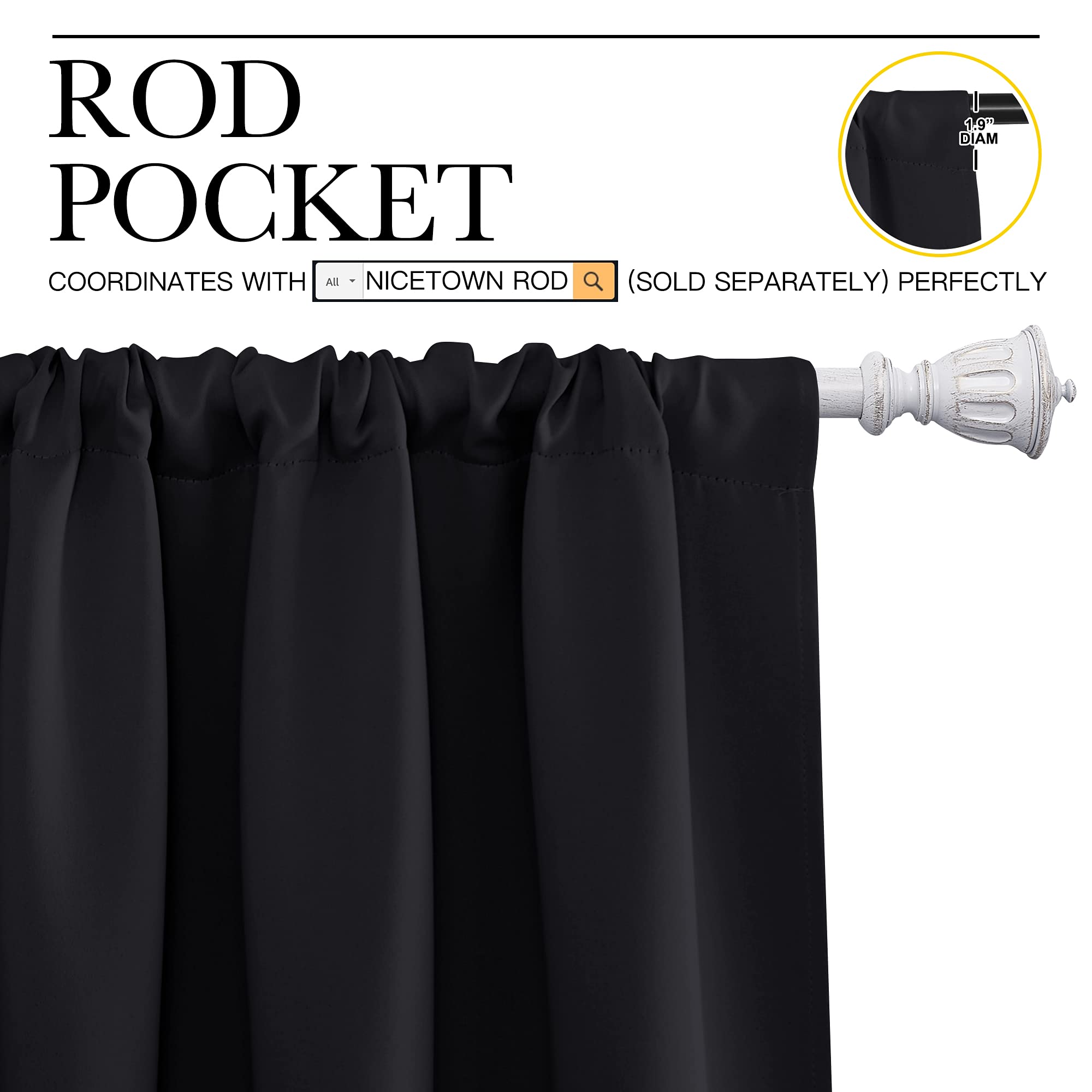 Nicetown Halloween Black Out Curtain Panels For Kitchen - Energy Smart Decoration Thermal Insulating Blackout Drapes/Draperies F
