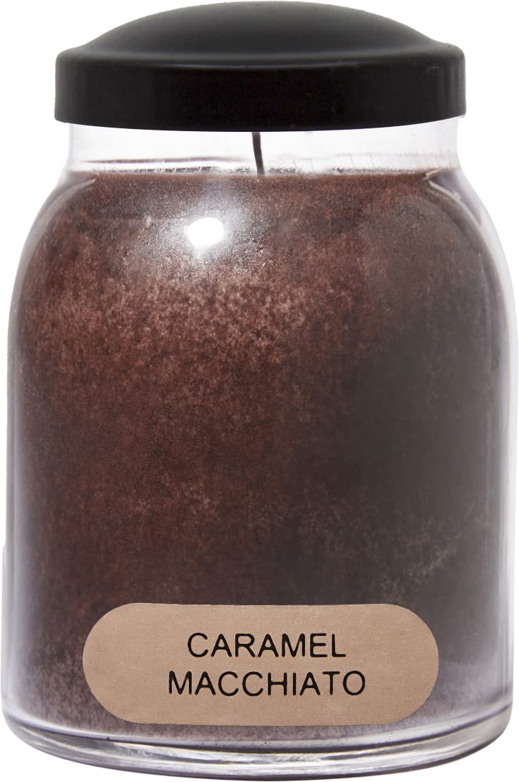 A Cheerful Giver - Caramel Macchiato Baby Scented Glass Jar Candle (6oz) with Lid & True to Life Fragrance Made in USA