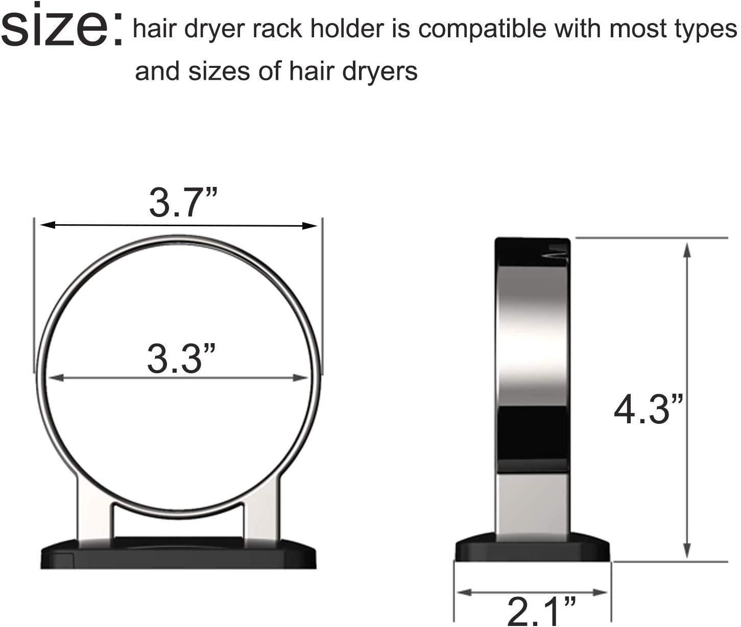 Hair Dryer Holder, Bathroom Hair Dryer Holder, Hair Care Tools Holder Wall Mount, Styling Tool Organizer For Hair Dryer - Extra