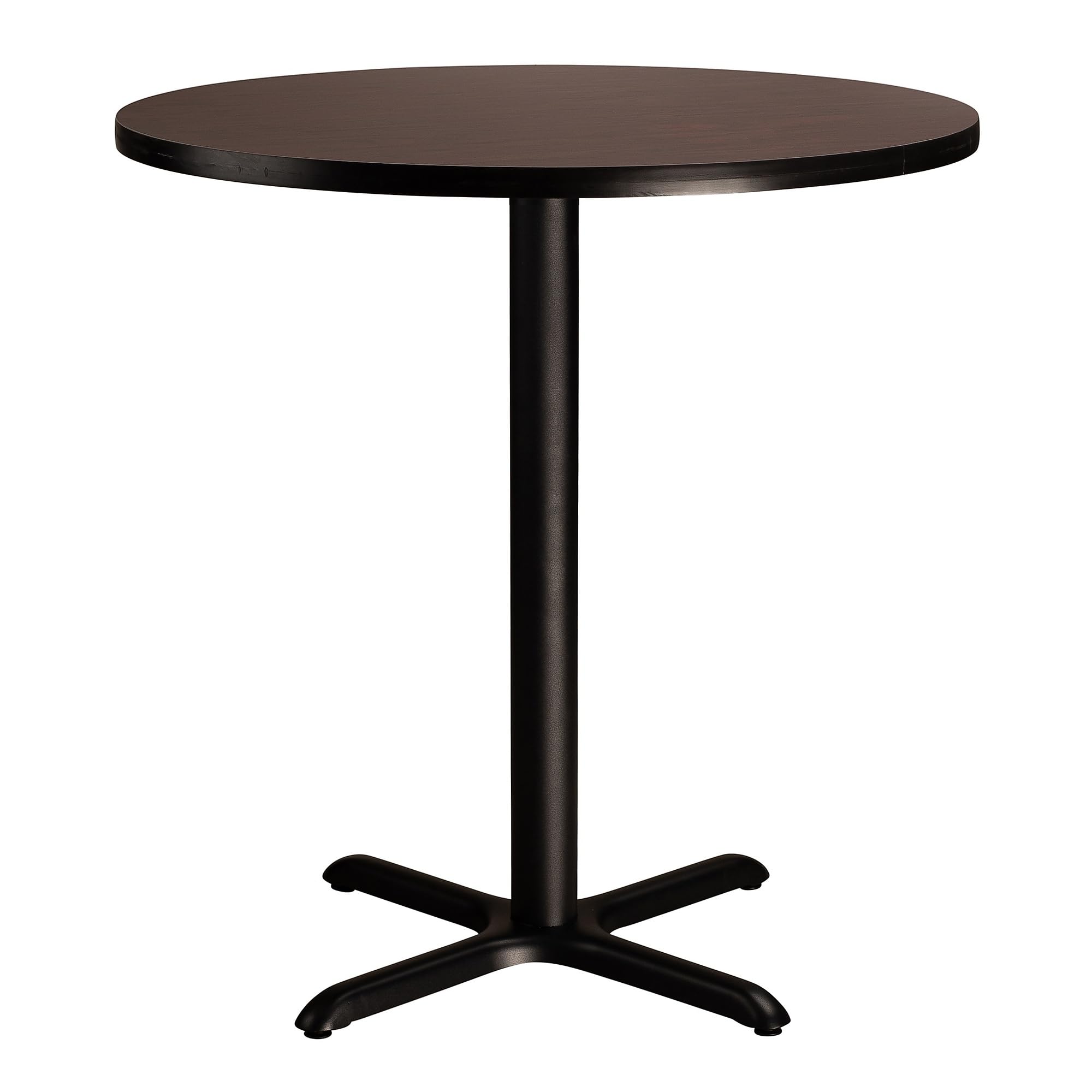 National Public Seating Nps 36' Round Cafe Table With X Base, 36' Height, Particleboard Core/T-Mold, Mahogany Top, Black Frame