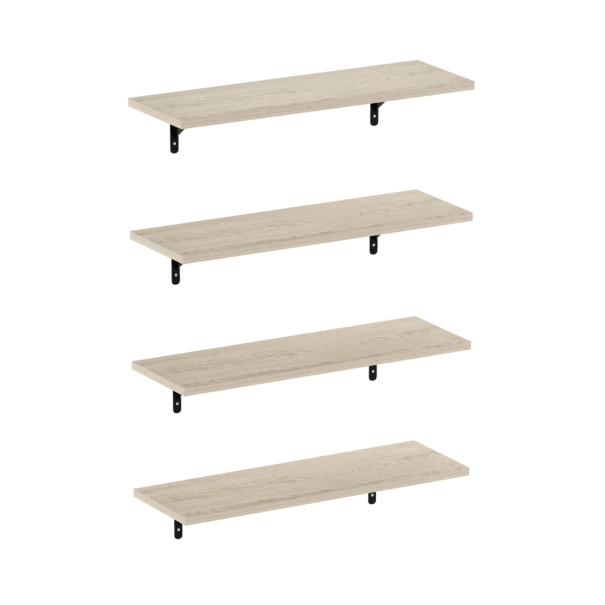 Furinno Rossi 23-Inch Wall Mounted Floating Display Shelves, Metropolitan Pine, Set of 4