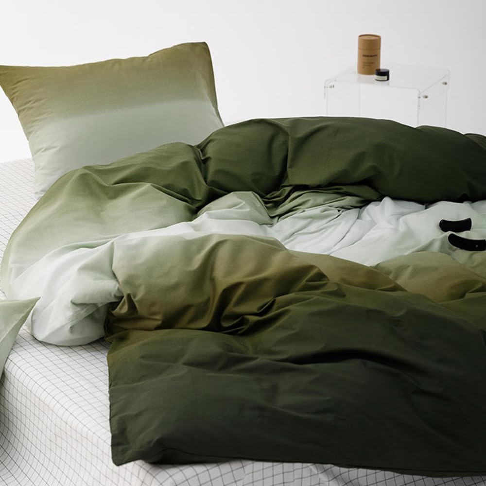 Clothknow Green White Queen Comforter Set Gradient Green Bedding Comforter Sets Hunter Green Bed Comforter Green And White Bedding Sets 3Pcs Green Comforter Sets Queen