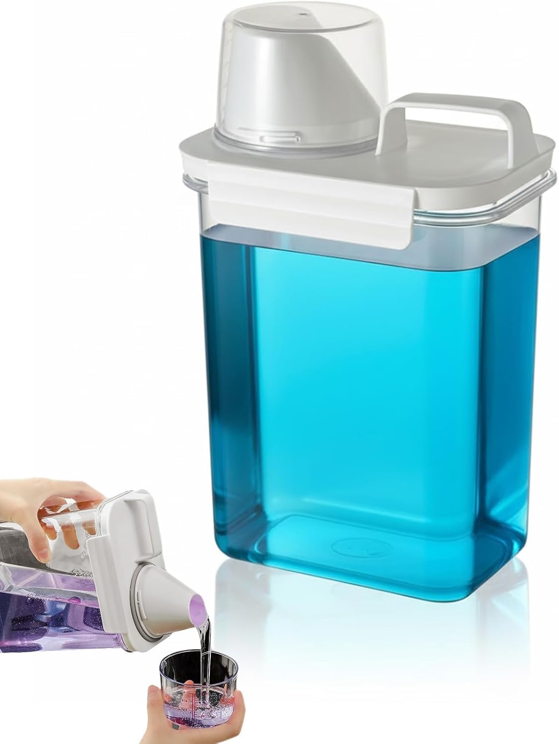 61oz LeakProof Laundry Detergent Dispenser, Double Sealed Refillable Container with Funnel Cap, BPAFree PET Plastic for Fabric