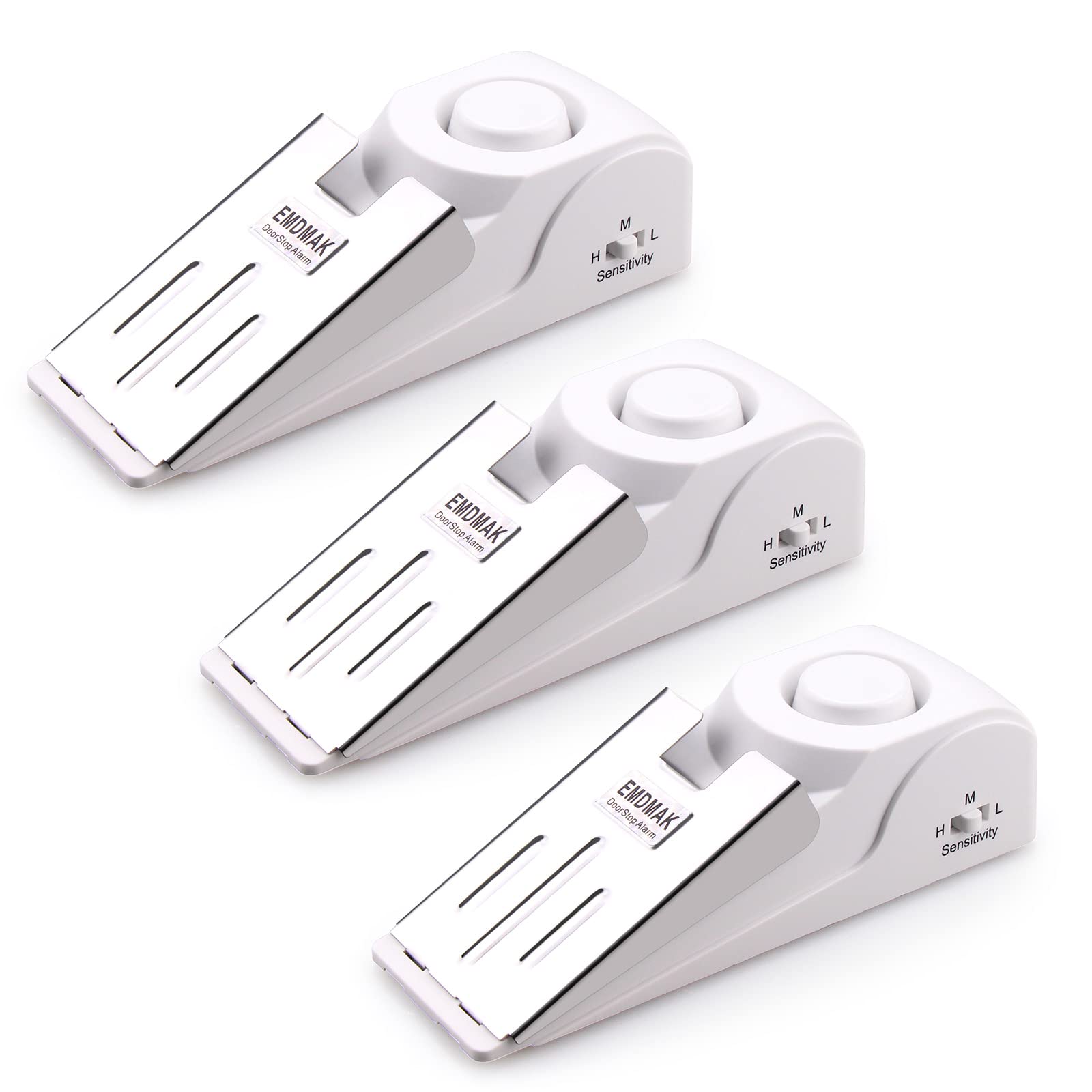 Emdmak Door Stop Alarm With 120Db Siren Door Stop For Home & Travel (White) (Pack Of 3)