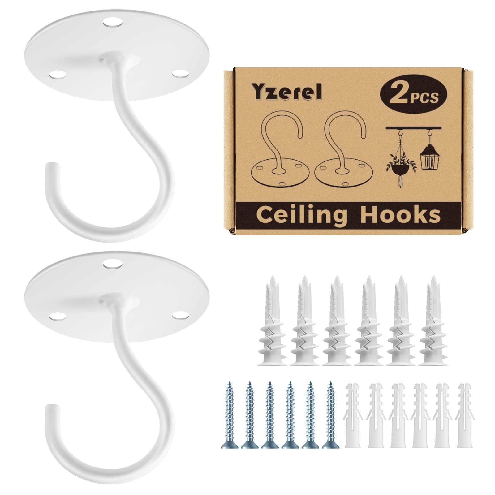 Yzerel Ceiling Hooks For Hanging Plants - Metal Plant Bracket Iron Wall Mount Lanterns Hangers For Hanging Bird Feeders, Lantern