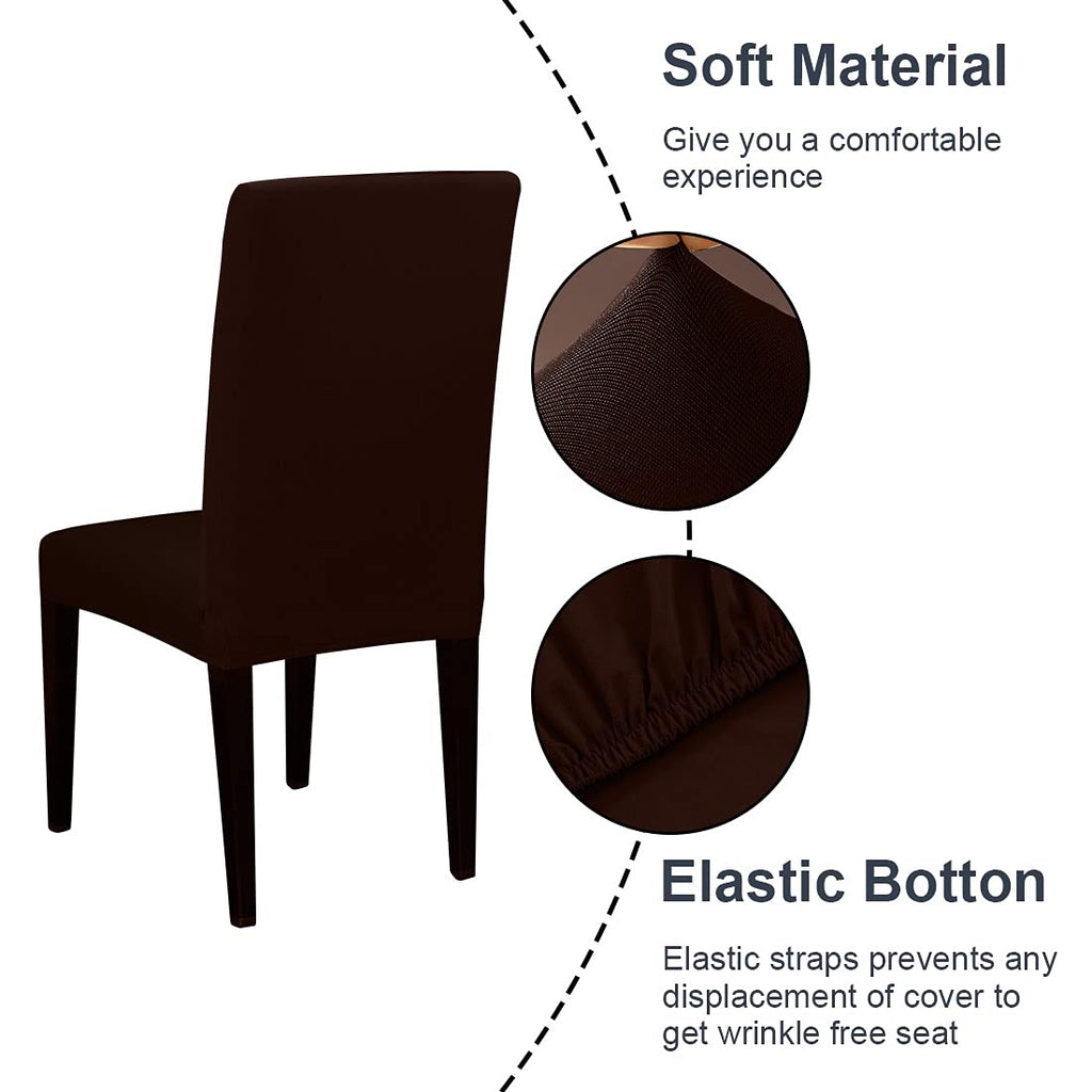 Jqinhome 4 Pcs Dining Chair Slipcover,High Stretch Removable Washable Chair Seat Protector Cover For Home Party Hotel Wedding Ceremony (Pack Of 4, Coffee)