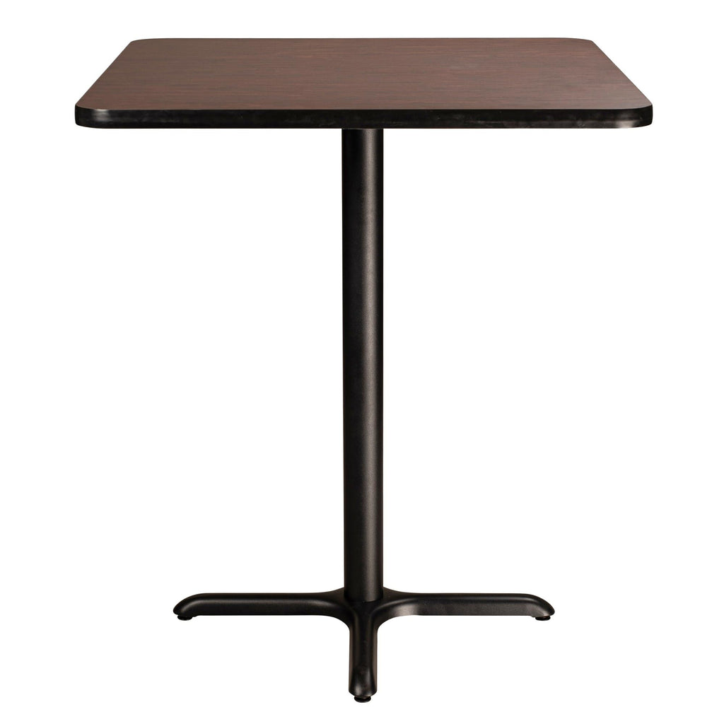 National Public Seating Nps 36&Quot; Square Cafe Table With X Base, 42&Quot; Height, Particleboard Core/T-Mold, Mahogany Top, Black Frame