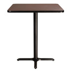 National Public Seating Nps 36&Quot; Square Cafe Table With X Base, 42&Quot; Height, Particleboard Core/T-Mold, Mahogany Top, Black Frame