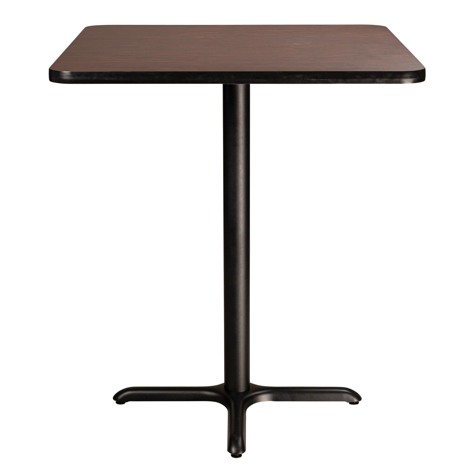 National Public Seating Nps 36&Quot; Square Cafe Table With X Base, 42&Quot; Height, Particleboard Core/T-Mold, Mahogany Top, Black Frame