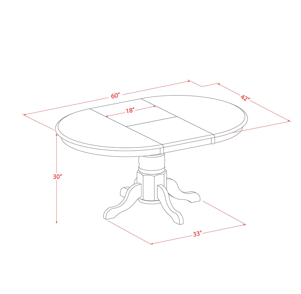 East West Furniture KENL5-BLK-W 5 Piece Kitchen Table Set for 4 Includes an Oval Dining Table with Butterfly Leaf and 4 Dining Room Chairs, 42x60 Inch, Black & Cherry