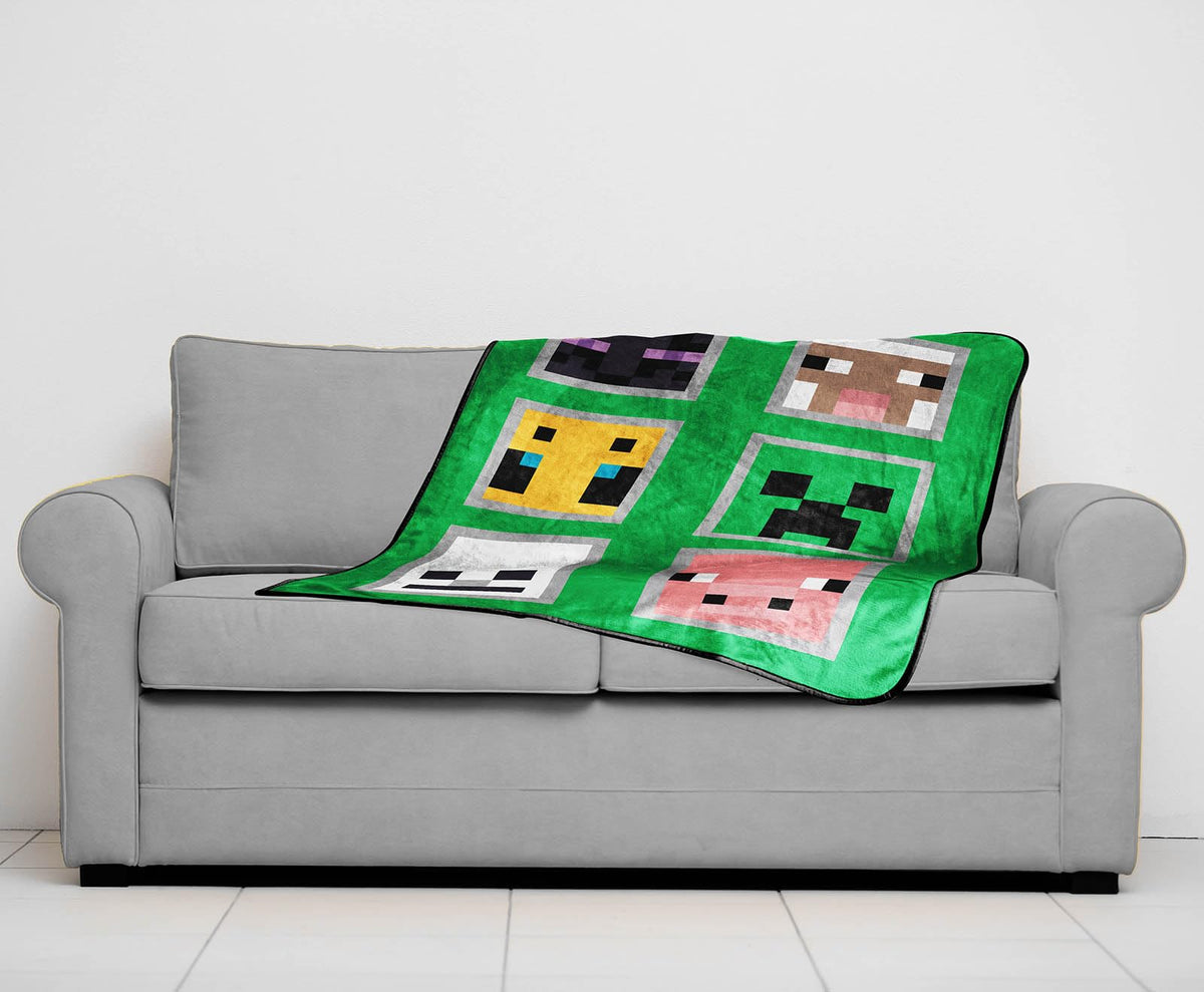Minecraft Plush Travel Throw Blanket - Measures 40 X 50 Inches - Super Soft & Cozy Travel Accessories Features Creeper & Enderma