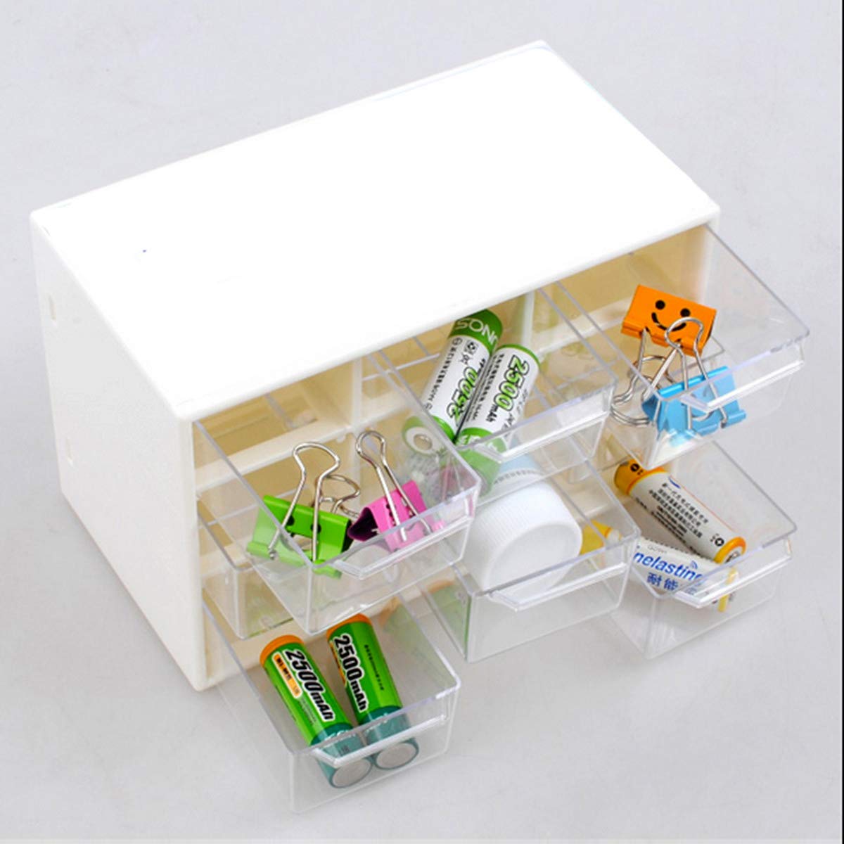 Divinext 9 Acrylic Drawer Plastic Rectangular Cosmetic Organizer Storage Box (18 X 10 X 12 Cm, White)