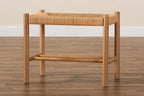 Baxton Studio Saura Mid-Century Modern Oak Brown Finished Wood and Hemp Accent Bench