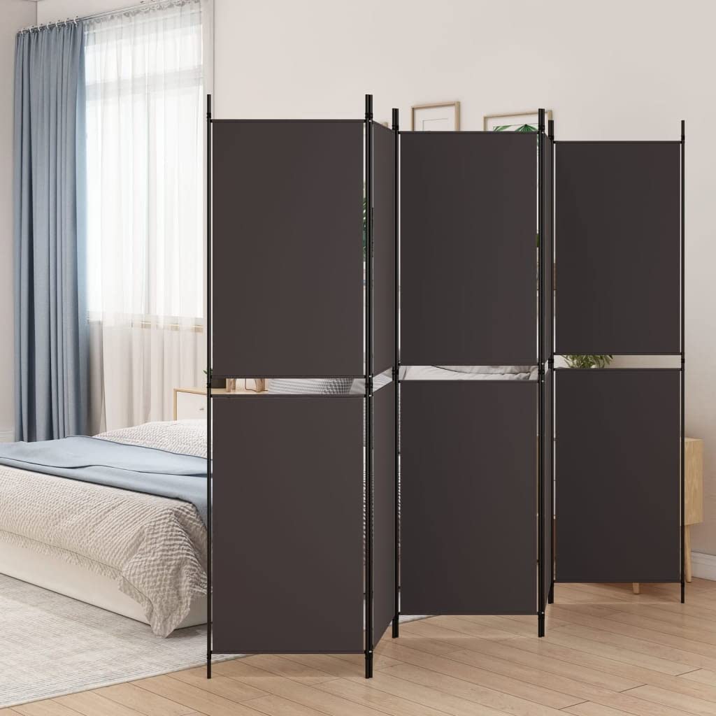 vidaXL 5-Panel Room Divider Brown – Durable 100% Polyester Fabric Room Partition – Functional Foldable Design – Ideal for Living Room, Bedroom and Office Space Divider