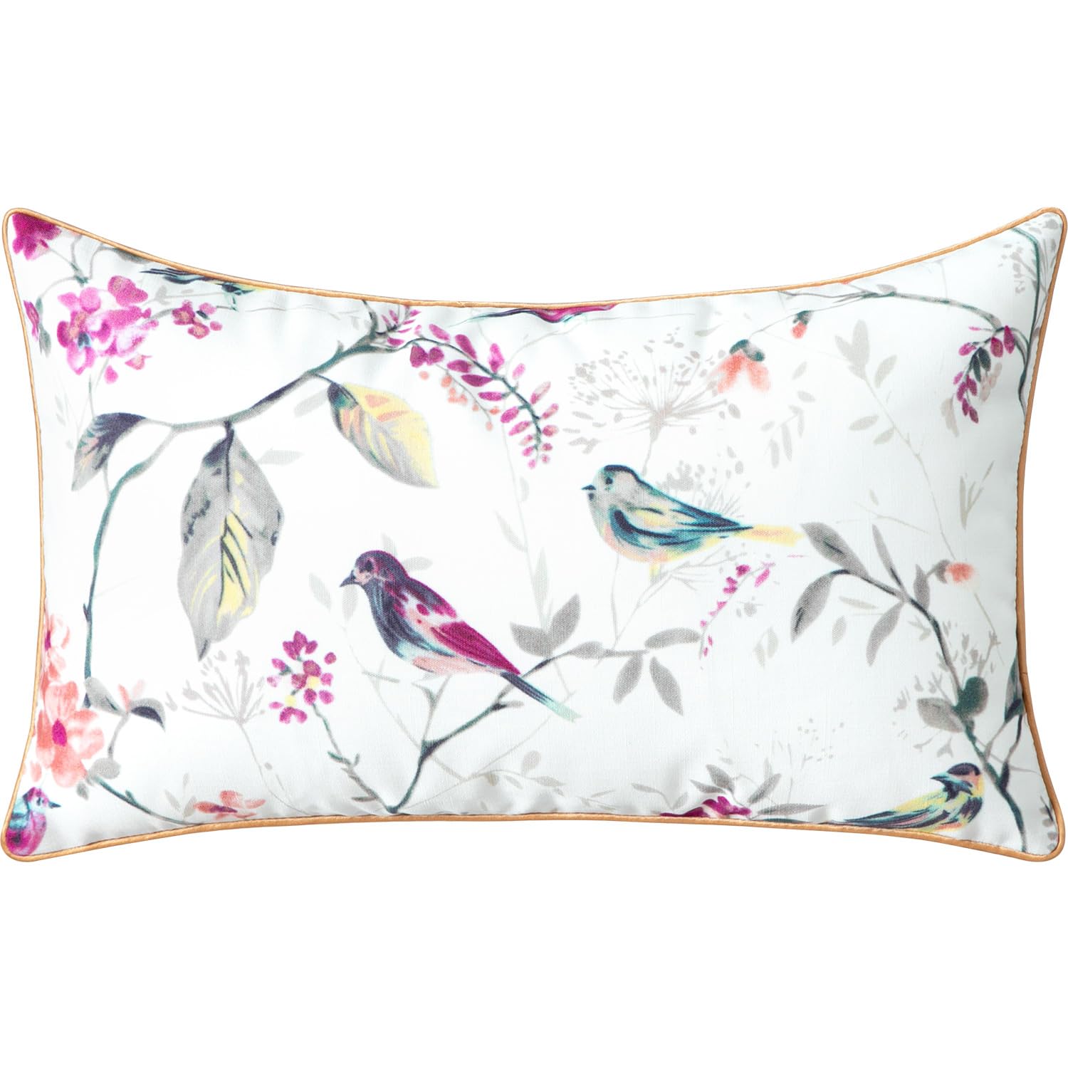 Vogol Printed Throw Pillow Cover, Farmhouse Bird Pattern Decorative Throw Pillow Case, 12 X 20 Inches Linen Textured Cushion Cov